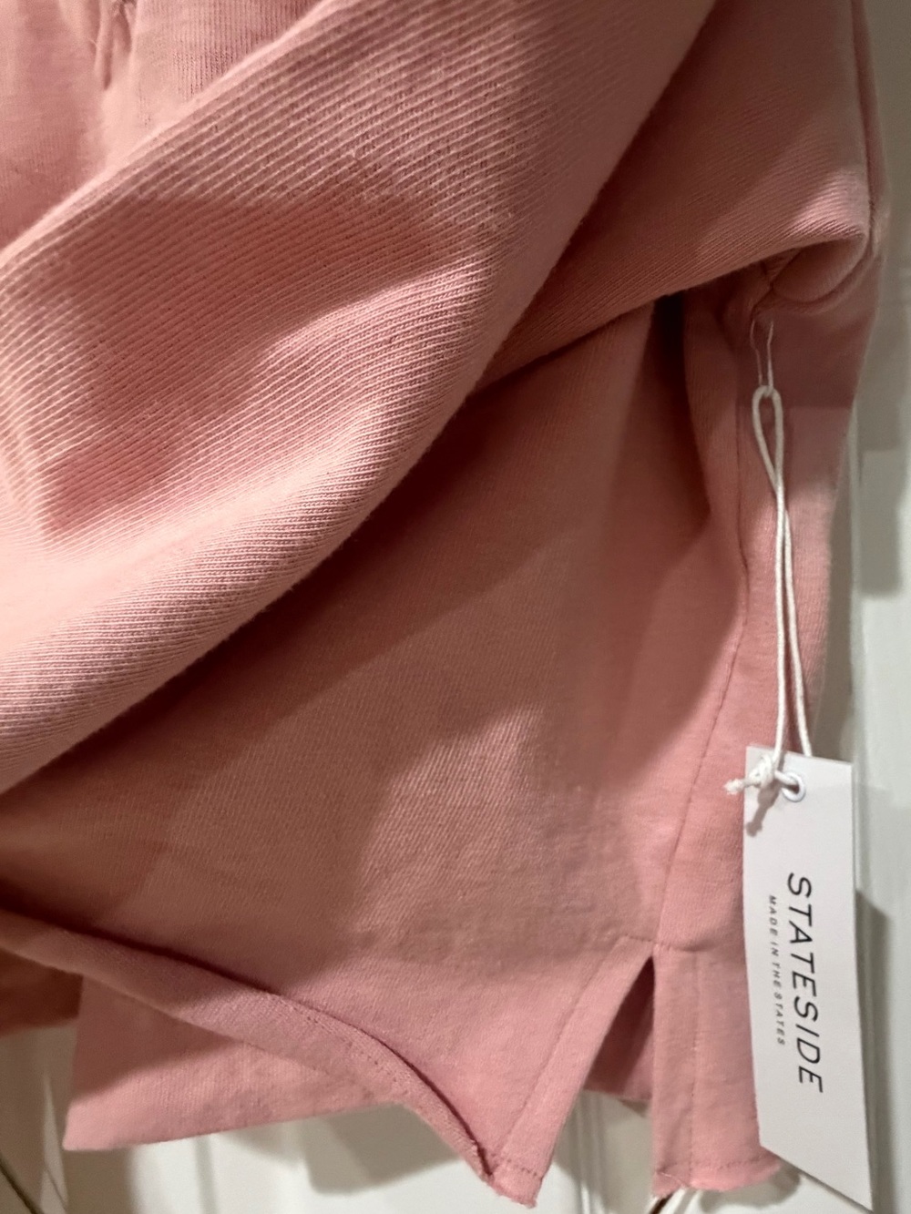 Stateside Dusty Pink Cropped Top with Contrast Collar Accent 100% Cotton - Picture 10 of 15